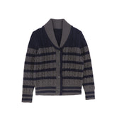 BAMBOO STRIPED KNIT BUTTON DOWN CARDIGAN